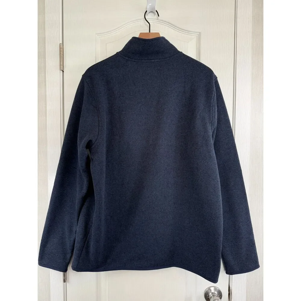 J Crew Mercantile Men's 1/4 Zip Sweater Fleece Pullover Jacket Navy Blue Size L